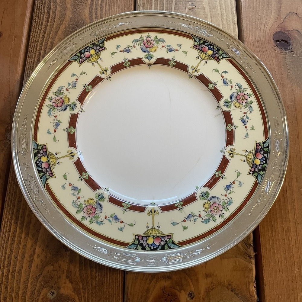 Vintage Royal Worcester Plate "Orlando" with Sterling Silver Rim